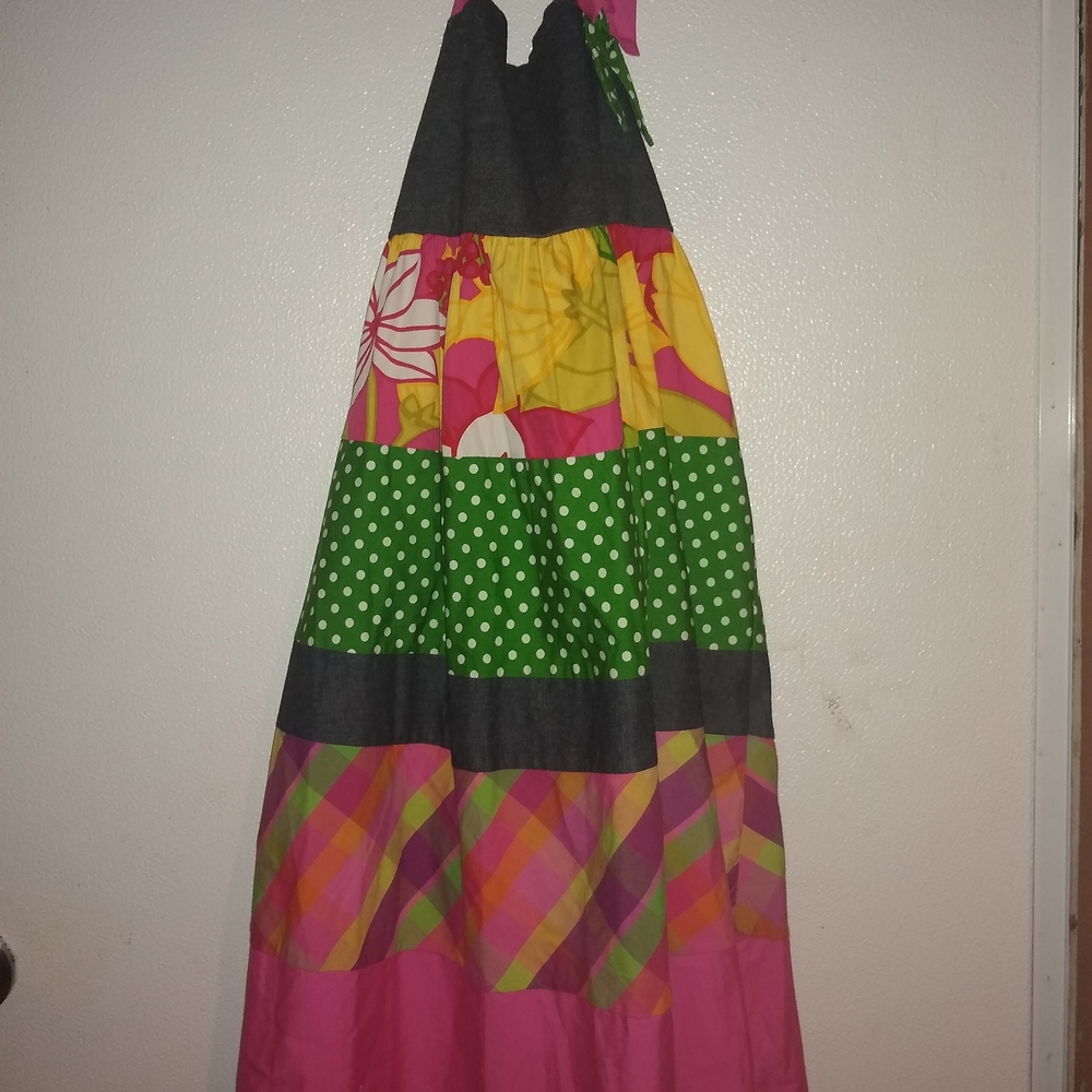 New Bonnie Jean Pink and Green Patchwork Dress(New - W/Tag )